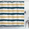 ABAKUHAUS Gestreift Duschvorhang, Marine-Blau-Beige-Pinsel, Stoffliches Gewebe Badezimmerdekorationsset mit Haken, 175 x 180 cm, Petrol Blau Weiß Beige