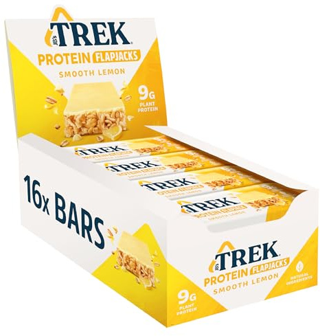 JB's Trek High Protein Flapjack Smooth Lemon - Gluten Free - Plant Based - Vegan Snack - 50g x 16 bars