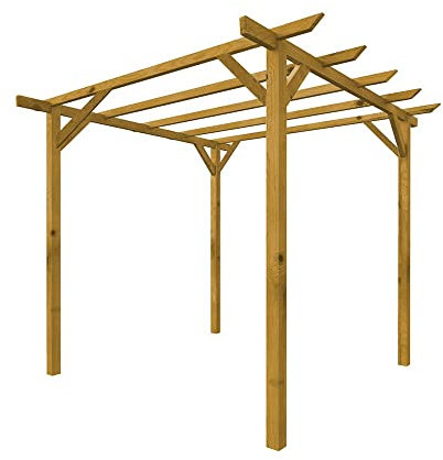 Pergola in Legno 3x3 m per Esterno e Giardino – Pino Massello Impregnato in Autoclave – Struttura per Gazebo o Carport – Kit di Montaggio Incluso – Altezza 247 cm – Colore Naturale