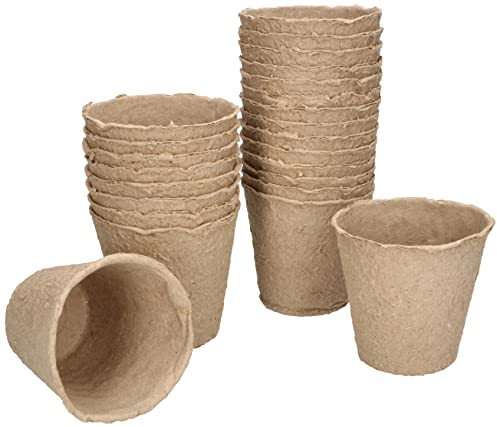 KOTARBAU® Lot de 24 pots de tourbe biodégradables - 8 x 8 cm - Pour l'intérieur et l'extérieur - Beige