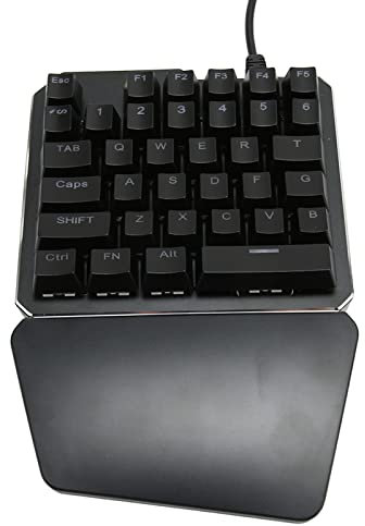 Bewinner Einhand RGB Gaming Tastatur, 42 Tasten, Kabelgebundene Mechanische USB Tastatur, Blauer Schalter, Ergonomische Gaming Tastatur mit Handballenauflage, 8 RGB Hintergrundbeleuchtung