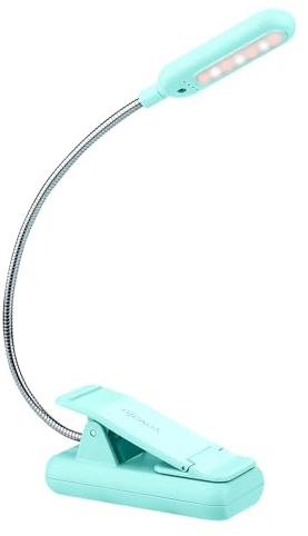 VAVOFO Rechargeable Book Light, Blue Light Blocking, Amber 1600K Clip On Reading Light, Eye Care 7 LEDs Kids Book Light for Reading in Bed with Power Indicator for Bookworms (Green)
