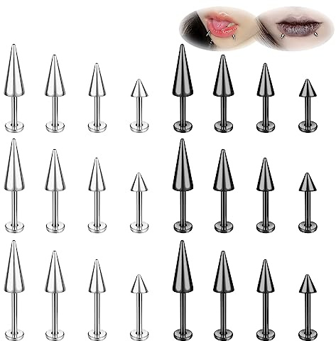 ZS 20G Naso Anello, 18G Acciaio Inossidabile Orecchini a Bottone, 16G Labbro Setto Cartilagine Trago Helix Piercing Per Donne Uomini (24 PezzI 16g Piercing Labbro)