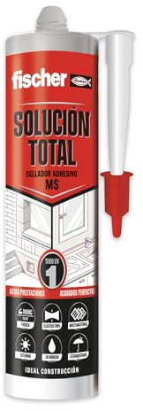 fischer - Solución Total Gris 290ml | Alta Elasticidad y Adherencia | Uso Interior y Exterior | Pintable y Resistente a UV | Para Construcción, Automoción y Techos