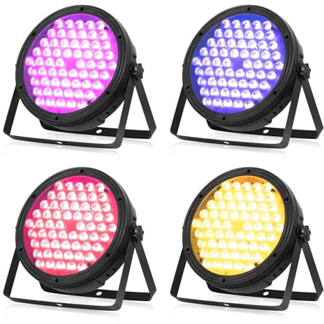 BETOPPER Luz de Escenario RGBW 4-in-1 luces dj 120W DMX LED Par Light Disco Lights DJ Sonido activado Party Lights para Iglesias, Bodas, Bandas, Drama, Club, Luces de Fiesta de Navidad LPC120 (4Pieza)