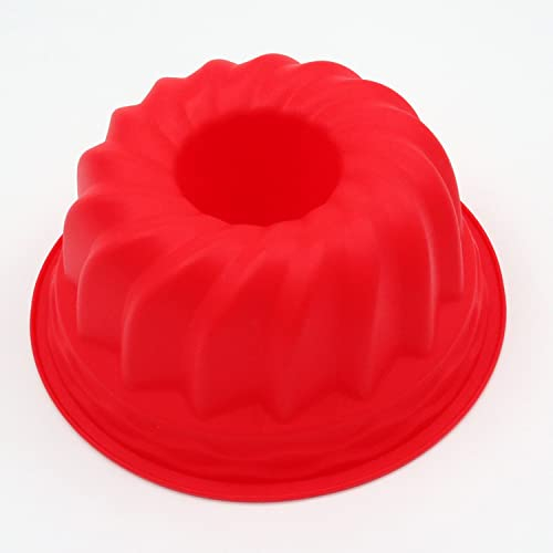 Zimoer Stampo Ciambella, 23 x 23 cm, Forma Torta Ciambella, Stampo Silicone Torta Ciambella, Ruoto per Ciambella Antiaderente, Stampo per Kugelhopf, con Tubo, per Torte & Dolci Rotondi (Rosso)