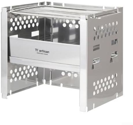 Stainless Steel Camping Stove,Portable Outdoor Stainless Steel Adjustable Folding Grill,Wood Burning Stove