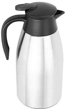 NDNCZDHC Brocca Isolata Portatile da 2 Litri, Brocca per Acqua in Acciaio Inossidabile con Coperchio Girevole, Caraffa per Caffè a Tenuta Stagna per Viaggi all'Aperto in Ufficio (silver)