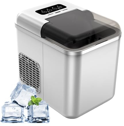 FfiMe Ice Maker, 10 Kg/24 Hours, 9 Pieces Ready In 8 Minutes, One-touch Cleaning, Led Display, Self-cleaning Ice Maker with Basket and Scoop