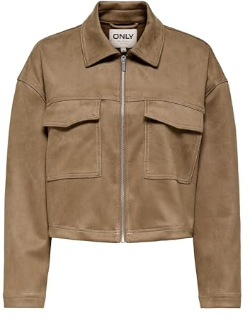 ONLY Onlstina Life Cc PNT Chaqueta de ante sintético para mujer, Cocoa Créme, L