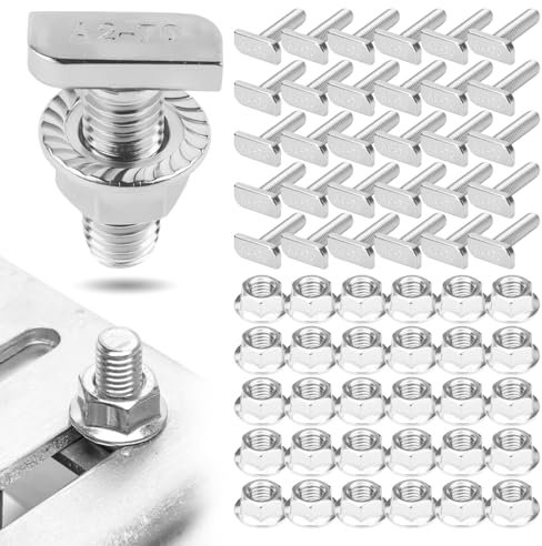 30 Piezas Tornillos en T de Cabeza de Martillo M8×20 y 30 Tuerca Cabeza Martillo A2-70 Inox Tornillos en T M8 para Rieles de Sistemas Fotovoltaicos Invernaderos y Fotovoltaicos Techos Rígidos