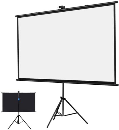 GLETSF Écran De Projection Portable sur Trépied, Écran De Projection Vidéo Portable 4:3/16:9 4K HD pour Cinéma Maison, Extérieur, Soirée Cinéma, Camping, Montage Mural/sur Pied-4:03-72