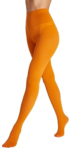 Seidiva Medias Opacas para Mujer 80 Deniers Cintura Alta, Pantimedias Mate Ultrasuave, Más de 25 Colores, 1 Naranja Calabaza S-M