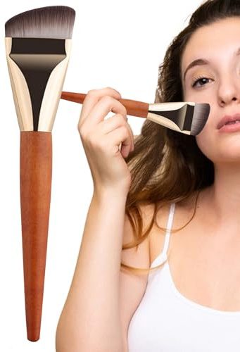 Foundation blandpensel – trähandtag kräm makeup-pensel, professionellt | konturverktyg | vätske- och pulverapplikator, borst, en tidlös finish
