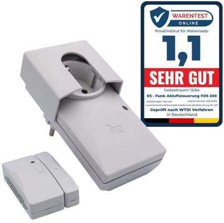 Schabus Funk-Abluftsteuerung FDS 200 1150 W Weiß mit Dibt-Zulassung (Ü-Zeichen) und TÜV, Dunstabzugssteuerung, Abluft nur, wenn's sicher ist