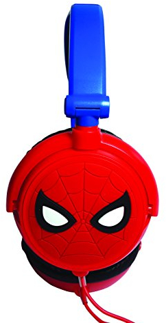 LEXIBOOK, Spider-Man, Auriculares estéreo, Volumen Seguro para niños, Plegables y Ajustables, Rojo/Azul, HP010SP