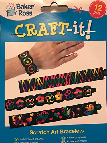 Baker Ross EK666 Ross Kratzbild-Armbänder (12 Stück) perfekt als Mitgebsel für Kinder, Sortiert, 22 cm