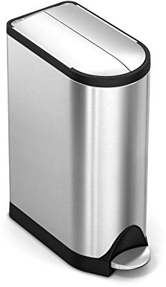 simplehuman CW2058 18L Slim Butterfly Kitchen Pedal Bin, Strong Steel Pedal, Silent Soft Close Lid, Non-Skid Base, Fingerprint-Proof, Inner Bucket, Brushed Stainless Steel
