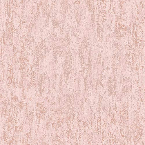 Industrial Textured Metallic Wallpaper Pink Rose Gold Stone Steel YöL