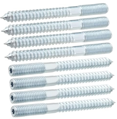 MroMax 8Pcs M10x100mm Double Headed Hanger Bolts, 3.94 inch Length Self Tapping Screw, Extra Long, Zinc Plated Carbon Steel Machine Screws for Wood Joint Furniture Legs