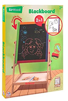 Globo Giocattoli - Lavagna in Legno Double Face, con altezza regolabile, gessetti e cancellino inclusi - Sirwood 40557
