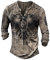 Mens Henley Shirts Vintage Distressed Tops Button Up Blouse Long Sleeve Casual Tee Shirts Gym Shirts L Grey Eagle