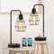 YBING Industrial Table Lamp for Bedroom Set of 2 Edison Desk Lamp with Dual USB Charging Ports and AC Outlet Black Industrial Lamp Modern Desk Lamp for Living Room, Office