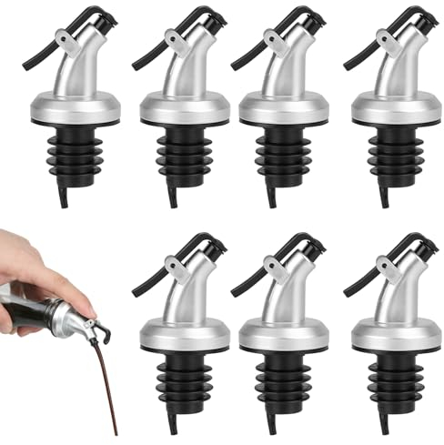 RAFIYU 8 Pcs Bottle Pourers For Spirits Oil Pourer Spout Bottle Dispenser Plastic Sealed Liquor Spirits Bottle Speed Pourer Wine Olive Home kitchen Bar