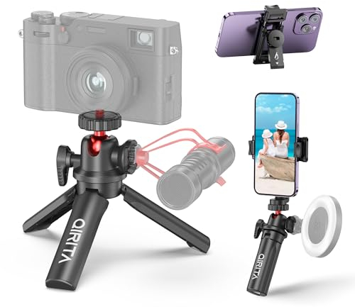 Mini Trípode de Mesa Portátil, Trípode para Cámara de Acción con Cabezal Esférico Ajustable 360° Y Interfaz de Zapata Fría, Soporte de Trípo Viaje Portátil para Cámaras Ligeras Y Teléfonos Móviles