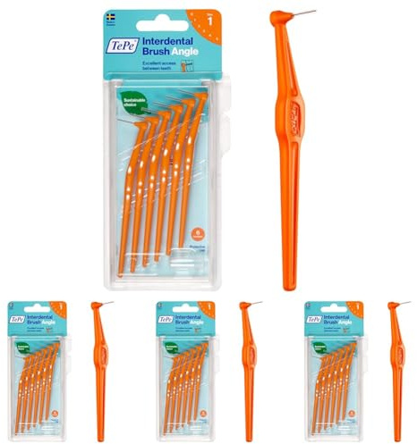 TePe Interdentalbürste, 6 Stück Einstellen (Orange, Einweg, U-förmig, Kunststoffgriff, 24 Stück pro Packung)