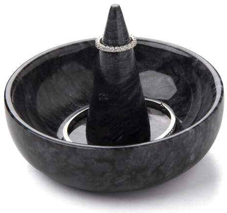 GMYIAK Soporte para anillos de mármol, bandeja para anillos, aretes, pulseras, collares, como bandeja de joyería para anillos de boda/compromiso, regalos de compromiso para parejas (blanco)
