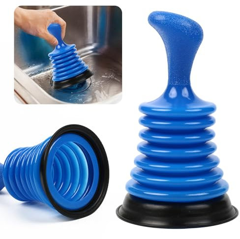 EASONGEE Sink and Drain Plunger, Small and Powerful Sink Unblocker, Suction Bell Plunger Drain Unblocker Tool Plumber Plunger with Large Bellow for Bathroom, Kitchen, Sinks, Bathtub