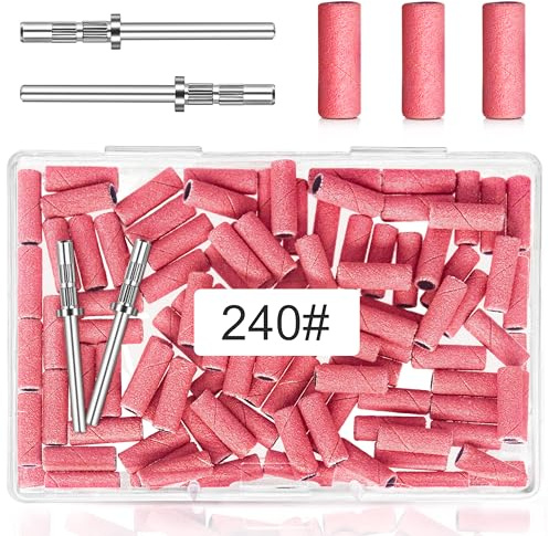 100 stycken små sliphylsor för nagelborr, 240 grus, extremt fin slipbaender nagelfräs med 3,1 mm spikborr för naturnaglar smidig polering nagelband, manikyr nagelsalong användning