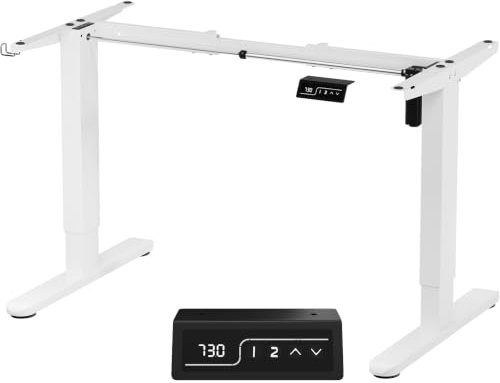 TRIUMPHKEY Cadre de Bureau Assis Debout Electrique Réglable 2 Étages en Hauteur avec Mémoire Automatique,Pieds de Table réglables en Hauteur, Cadre de Blanc