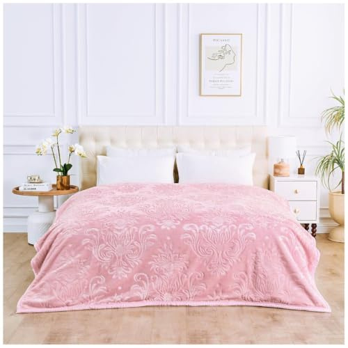 GC GAVENO CAVAILIA Couverture lestée Lourde de 4 kg - pour lit King Size - Chaude et épaisse - Soulage Le Stress, l'anxiété - Couverture de Sommeil Profonde pour lit (200 x 240 cm, Rose pâle)