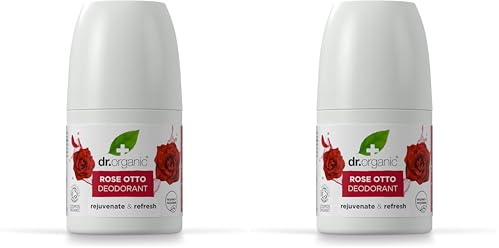 Dr Organic Rose Otto Deodorant, Aluminium Free, Mens, Womens, Natural, Vegan, Cruelty-Free, Paraben & SLS-Free, Organic, 50ml, Packaging may vary (Pack of 2)