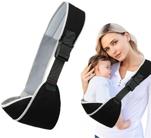 Fascia Porta Bebe Multifunzione Marsupio Neonato Regolabile Marsupio Laterale per Bambini, Adatto a Neonati e Bambini Piccoli di Età Compresa tra 6 e 48 Mesi (Nero Grigio)