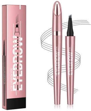 LIUYIDM Lápiz de Cejas Microblading 3D Resistente al Agua Lapiz Cejas Microblading con Cabeza de 4 Horquillas, Adecuado para Maquillaje Natural y Delicado (Gris)