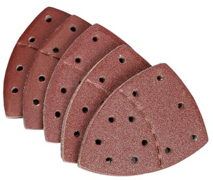 50PCS Mouse Sander Pads,Hook and Loop Sanding Sheet with 11 Holes - Sandpaper Assorted 40/60/80/120/180 Grits Sanding Pads - Compatible with Bosch Multi-Sander PSM 100A,PSM 200 AES,PSM 18