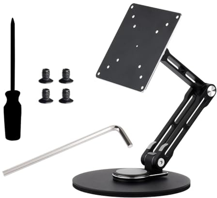 Waveshare VESA Portable Monitor Adjustable Stand, Compatible with Monitors Up to 19 Inches, Multi-Axis Rotation, Ergonomic Design with Weighted Base, Foldable for Easy Storage