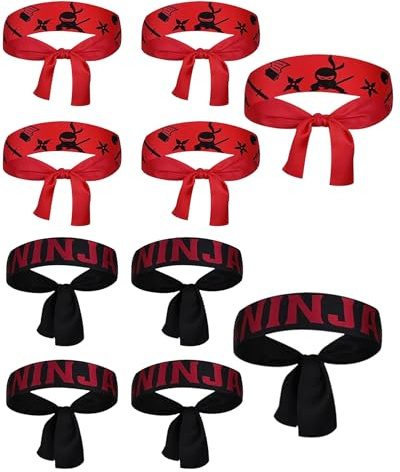 Thapncow Ninjas Party pannband, 10 stycken ninjas party pannband set, för födelsedagsfest, rollspel, ninja pannband barnpannband, festtillbehör för barn