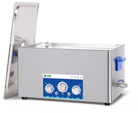 DK SONIC Industriell Ultraljudsrengörare 22L, 480W, Ultraljudsgasrengörare med Justerbar Effekt, Timer och Uppvärmning för Rengöring av Delar, Kretskort och Kedjor (Inklusive Korg)