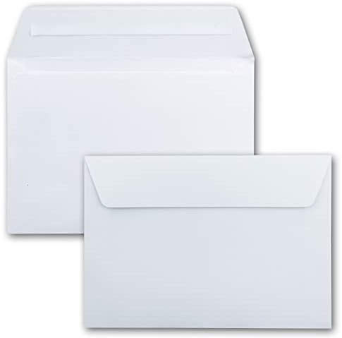 50x Briefumschläge 12 x 18 cm - ca DIN B6 mit Haftklebung, weiß, stabile 90 Gramm pro m², Umschläge für Grußkarten und Einladungen