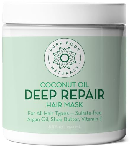 Coconut Oil Hair Mask, Deep Conditioner for Color Treated Hair, 8.8oz