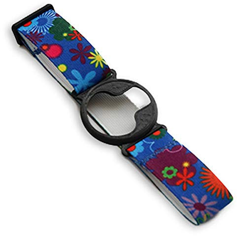 Diasticker® | Medtronic Enlite Guardian - Fascia da braccio per sensore/Protezione sensori | Flessibile | Fascia protettiva per sensori Enlite | Nero (Medium: 25-35 cm, Fiori blu)