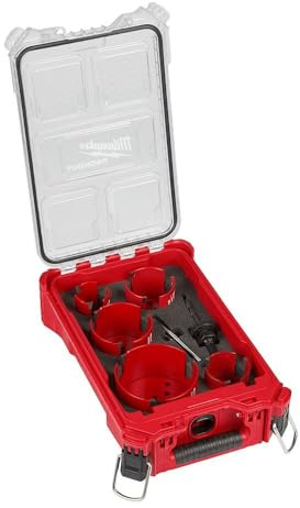 Milwaukee 49-56-9295 BIG HAWG Carbide Hole Saw (2-1/8, 2-9/16, 3, 3-5/8, 4-5/8 Inches) Kit (9-Piece) with PACKOUT Case