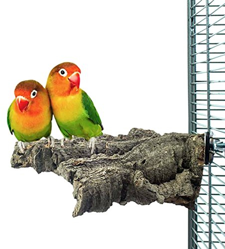 HappyBird | Kork-Sitzbrett SMALL für Sittiche und kleine Papageien ca. 10x10cm Natur Kork