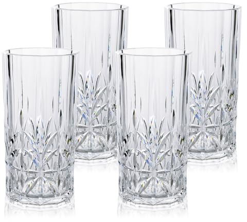 BELLAFORTE Shatterproof Tritan Plastic Tall Tumbler, Set of 4, 18oz - Myrtle Beach Drinking Glasses - Unbreakable Drinking Glasses for Parties - BPA Free - Clear