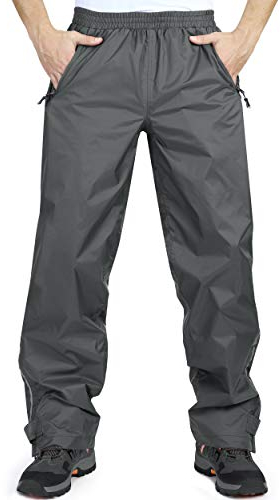 33000ft wasserdichte Regenhose für Herren Leichte Regenhose Winddichte Outdoorhose zum Wandern Camping Golf Grau XL 32L