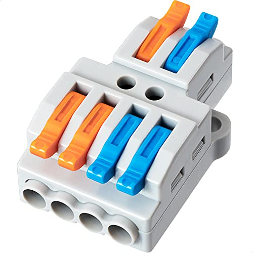 GKEEMARS 10 Pcs Lever Wire Connectors, Quick Wiring Cable Connector Push-in Conductor Terminal Block (2 in 4 Out)